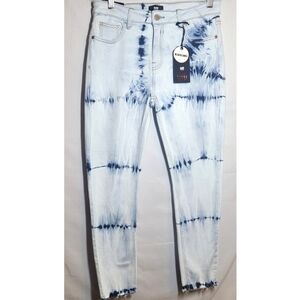 I&M JEANS Blue Denim Emma Tie Dye Size 13 Skinny Black Label Midrise Frayed NWT